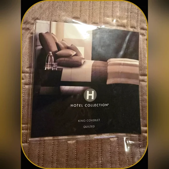 Hotel Collection-King Quilted Wide Stripe Coverlet-New