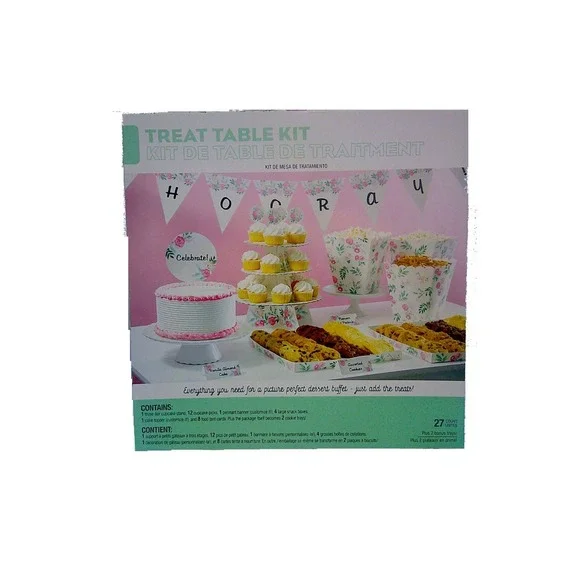 NEW‎ 27 PIECE TREAT TABLE KIT, FLORAL DESIGN