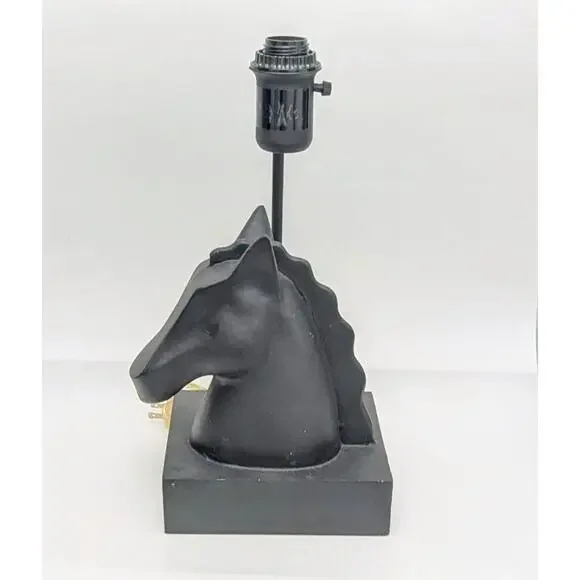West Elm Black Horse Head Table Accent Lamp MCM Style 16