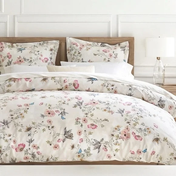 Pottery Barn Monique Lhuillier Tuileries Organic Duvet Cover Set Full/Qu…