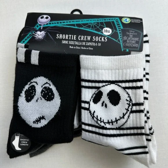 Disney Nightmare Before Christmas Socks 10 Pairs Crew Girls 4-10