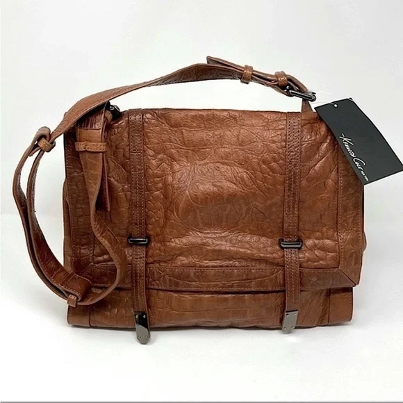 Kenneth Cole New York Brown Leather Messenger Bag Cognac