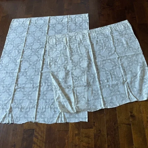 West Elm fabric white silver light grey grey links pattern print