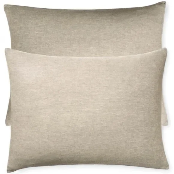 West Elm Dark Flax Warm Gray Melange Linen Cotton Blend Pillow Shams NWT