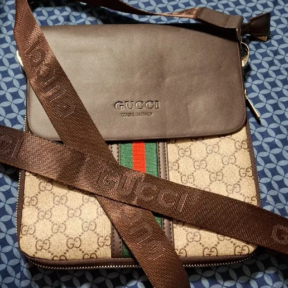 Gucci Beige and Brown Messenger Bag