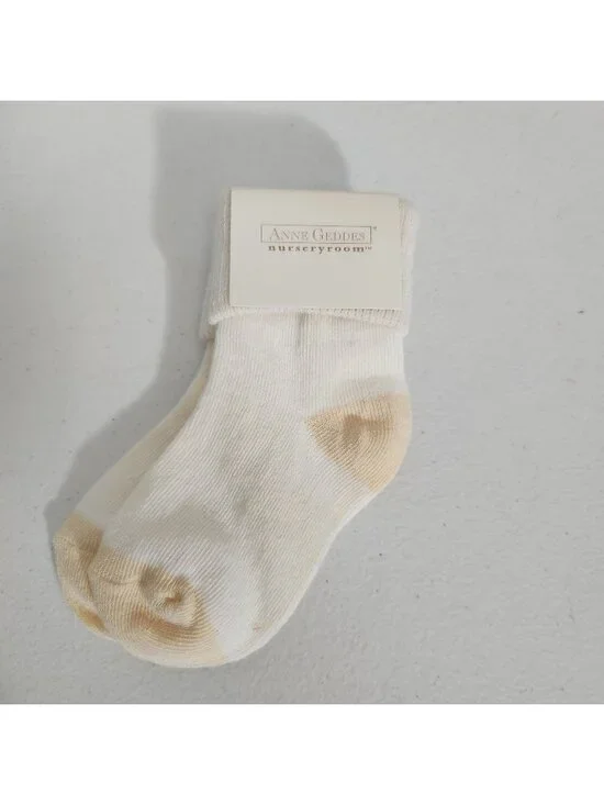 Anne Geddes Nurseryroom Infant Socks Cream & Tan 63% Cotton Size 0-6 Months