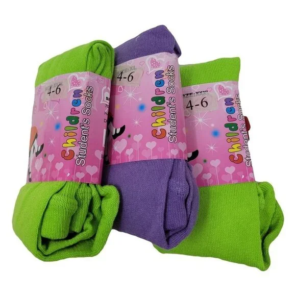 Girls Stockings Long Winter Tights, Kids Size 4-6 3 Pairs, NWT