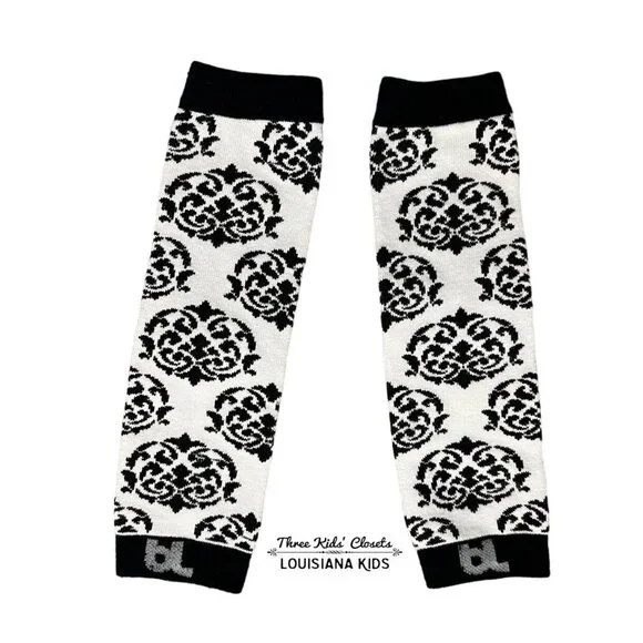 BL Baby Leggings Black Damask One-Size Leg Warmers