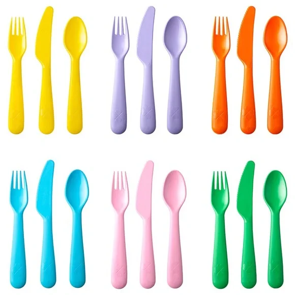 2 Packs Colorful Plastic Cutlery Set - Yellow, Purple, Orange, Blue, Pink, Green