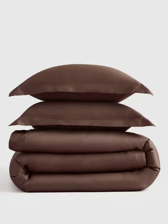 Quince Signature Giza Cotton Sateen Duvet Cover Set - Esspresso Brown