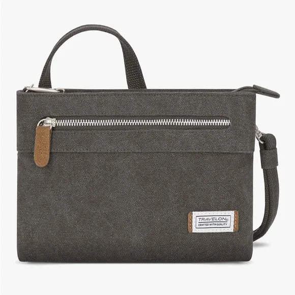 Canvas Travelon Women's Anti-Theft Heritage Small Crossbody in Pewter