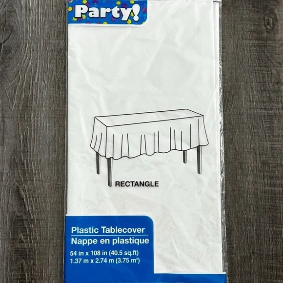 💞 New White 54in x 108in Rectangle Plastic Party Tablecloth Table Cover