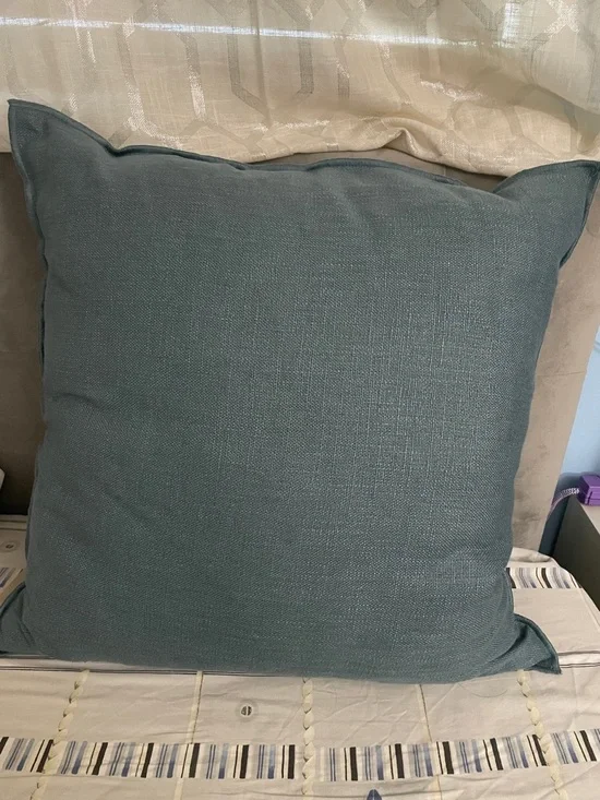 NWT West Elm Decorative Teal 24” Square Linen Throw Pillow cover - Home Accents