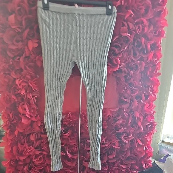 Girls Size 16 Gray Cable Knit Sweater Footless Leggings