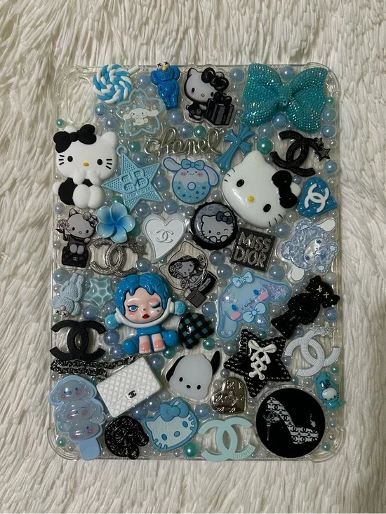 Handmade iPad 10 11 Junk Case Hello Kitty Sanrio Kawaii Blue Y2K