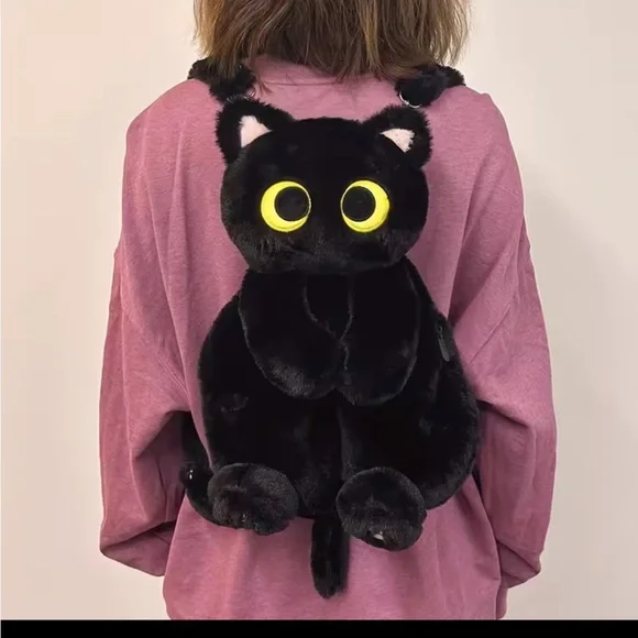 Black Cat Plush Backpack