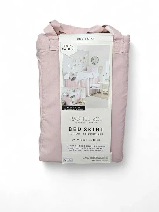 Rachel Zoe Bed Skirt Lofted Dorm Bed Twin XL Bedding New Pink 39