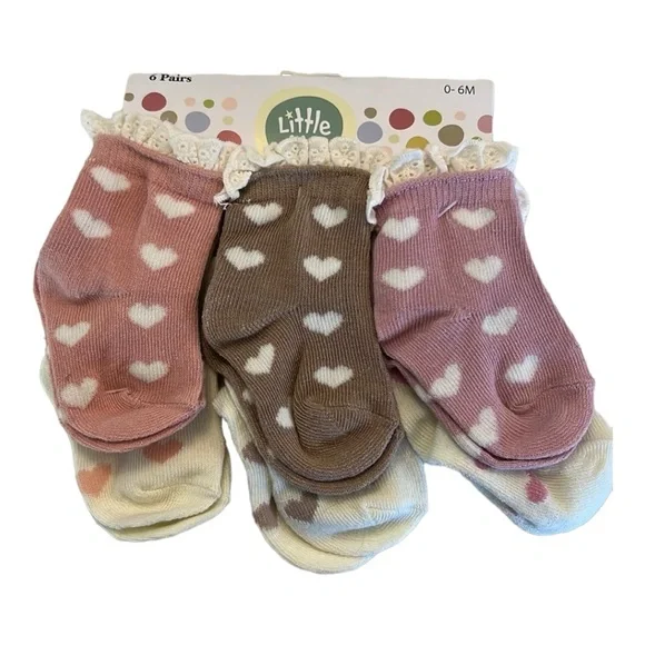 Little Me heart ruffle socks baby girl 0-6 months