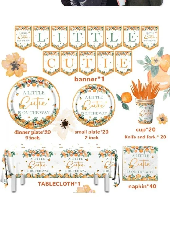 Amazon Little Cutie Orange Babyshower Decorations New Paper Plates 142 Pc