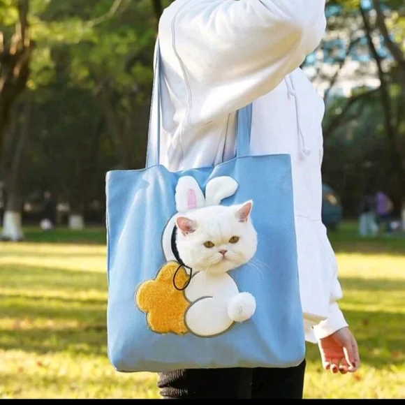 Bunny cat tote bag