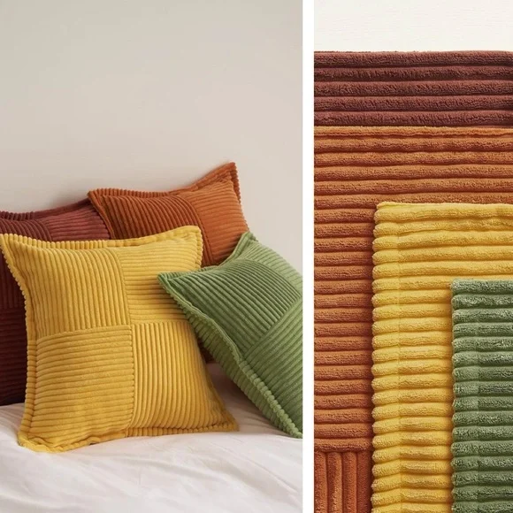 New West Elm (Set 4) Boho Velvet Corduroy Throw Pillow Cover Case Sham 18