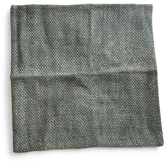 West Elm green and natural flax woven flax linen 20 x 20” pillowcase/pillowcover