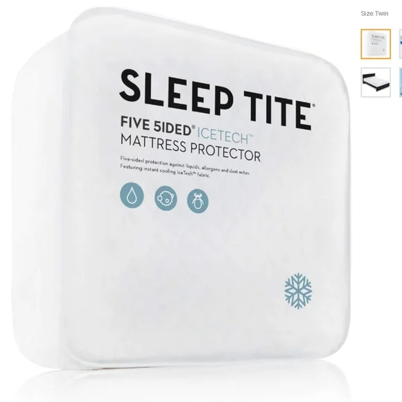 Sleep Tite Brand New Five 5ided IceTech Waterproof Mattress Protector Twin Size