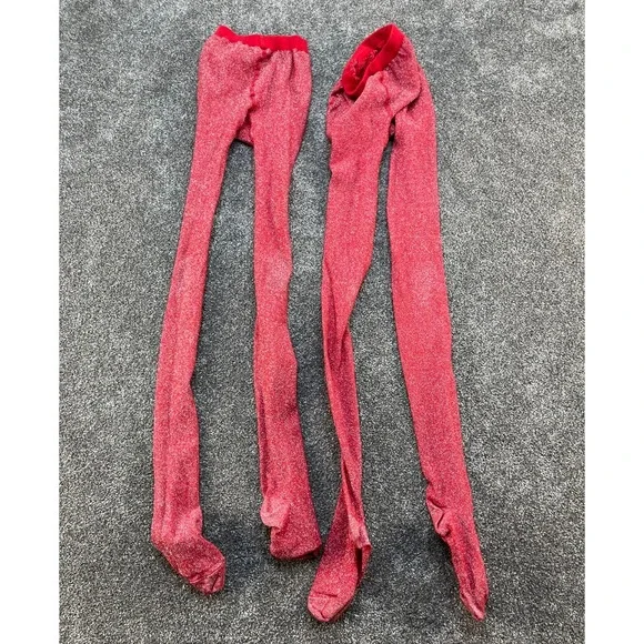 Hanna Andersson Knit Tights Lot‎ of 2 Size 150 US 12 Red Christmas Holiday