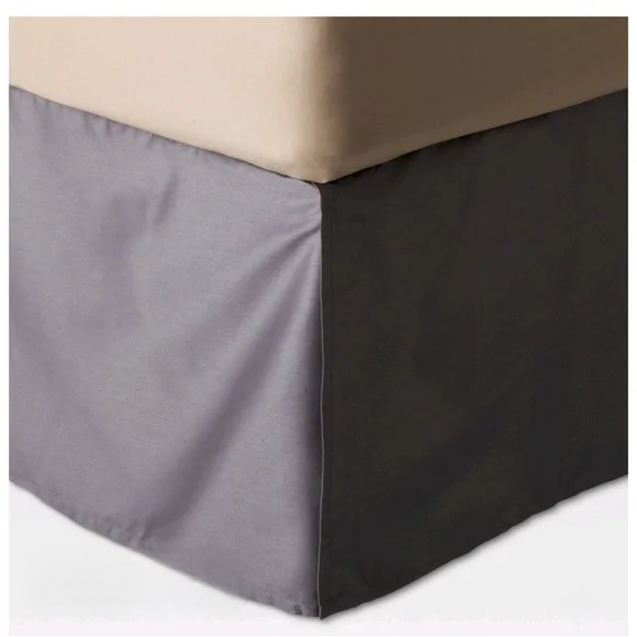 Threshold Pleated Sateen Gray Wrinkle Resistant Cotton Bed Skirt - King
