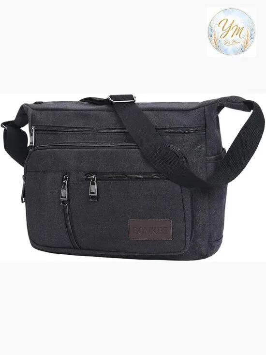 Canvas Messenger Bag Vintage Crossbody Laptop Satchel for Work School Travel
