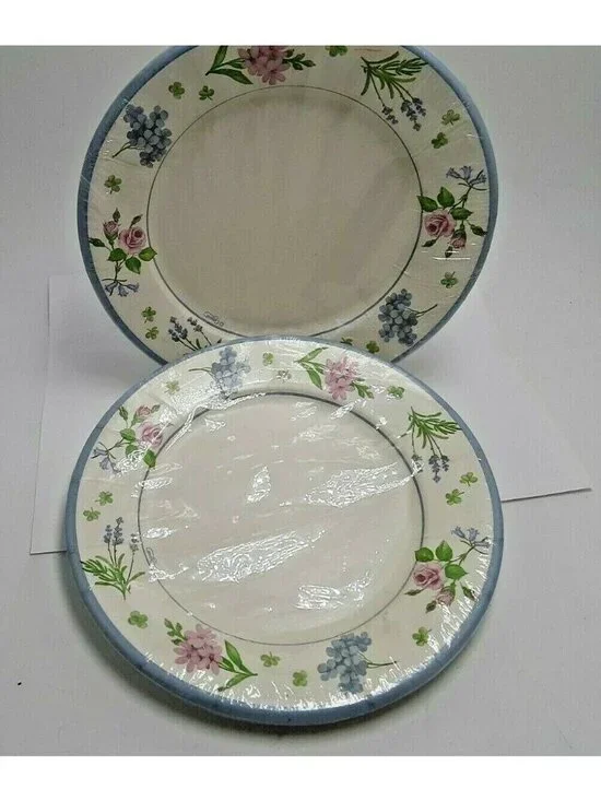 Caspari Paper Plates Luncheon 8 inch Flower Shower Dessert Lot 2 8 packs