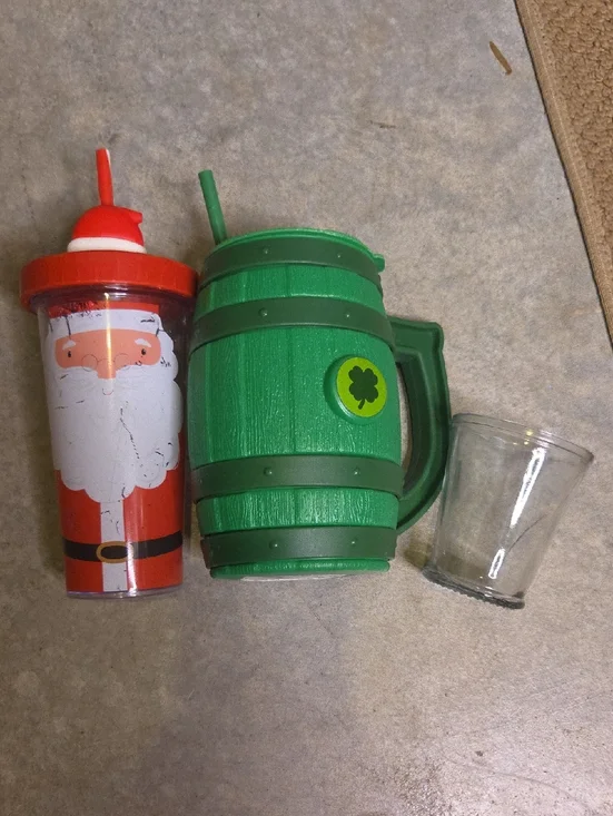 Green Barrel Party Mug with Shamrock Handle - Home Party Supplies