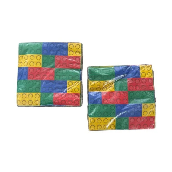 Fun Express Building Block Party Lunch Napkins 32 count Toy Brick Theme