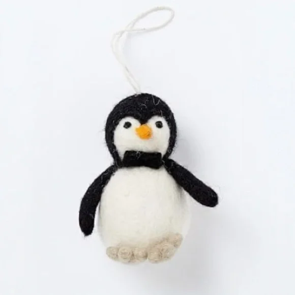 NWT West Elm Penguin Christmas Ornament Felted Wool