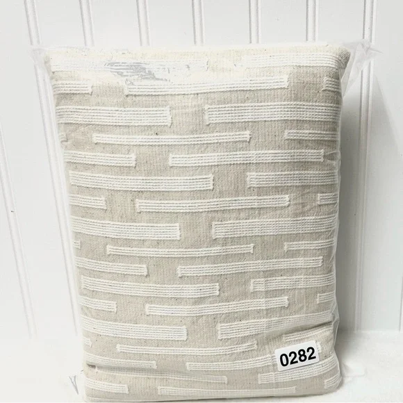 West Elm cotton linen geo stripe dashed line shower curtain