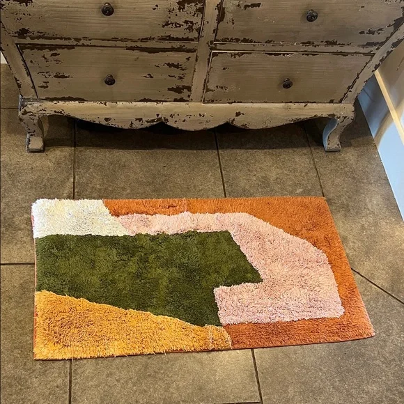 West Elm Angled Modern Bath Mat - Colorful Abstract Area Rug
