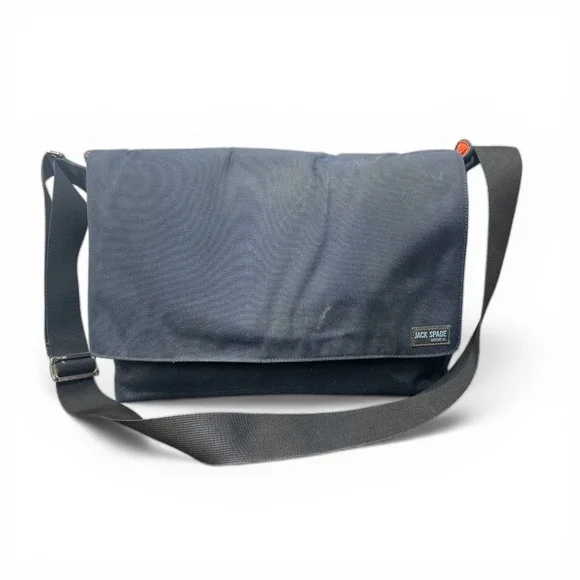 Jack Spade Greene‎ St Messenger Bag Navy Blue Canvas Laptop Commuter Bag