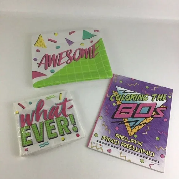 80's Ultimate Party Bundle Coloring Book What Ever Napkins Awesome Plates New