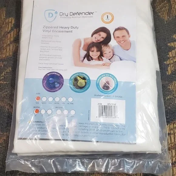 Dry Defender Heavy Duty Vinyl Zippered Mattress Protector - 9