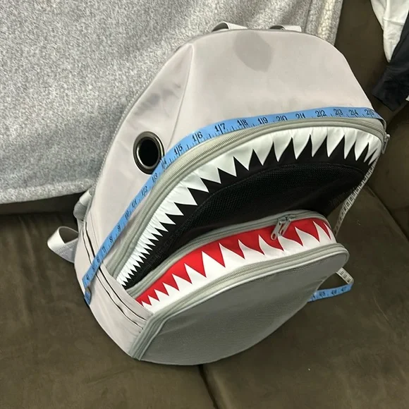 shark face printed graphic unique style carrier backpack