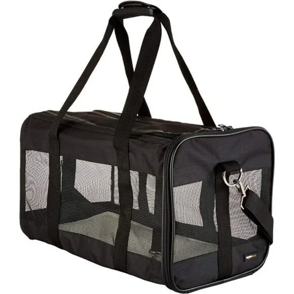 Soft-Sided Mesh Pet Travel Carrier for Cat,Dog,Large,Black,19.7x10.2x11.2 inches