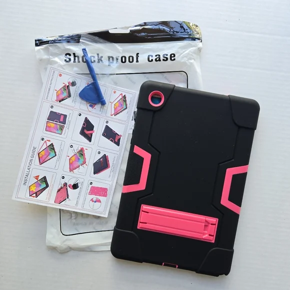 NEW - Samsung Galaxy Tab A8 10.5 Inch Shockproof Case - Black/Hot Pink