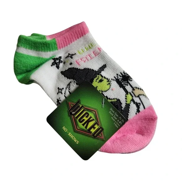 Wicked The‎ Musical No Show Socks 5 Pair Set Kids Shoe Size 7.5-8.5