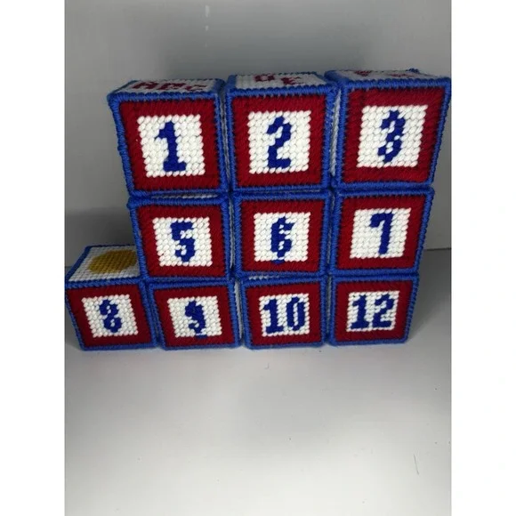 10 Vintage Crochet Granny Square‎ ABC Blocks Alphabet Pictures Numbers