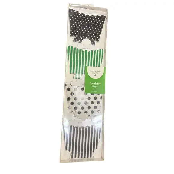 Kate Spade Paper French Fry cups 8/pack black white 4 packs total or 32 cups