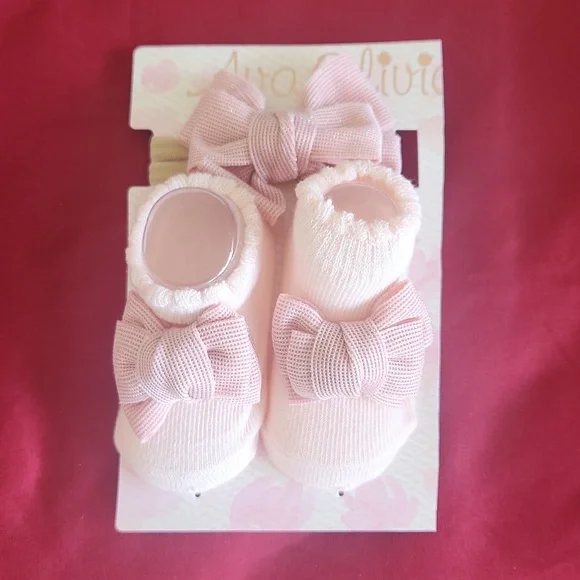 Baby Bow Decor Walking Socks & 1pc Headband