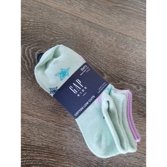 GAP‎ Kids Girls Cotton Low Cut Socks 8 Pairs Shoe Size 7-10 Stars #HH