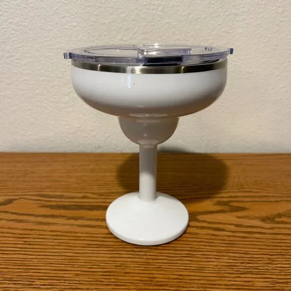 Elegant White Margarita Glass with Lid