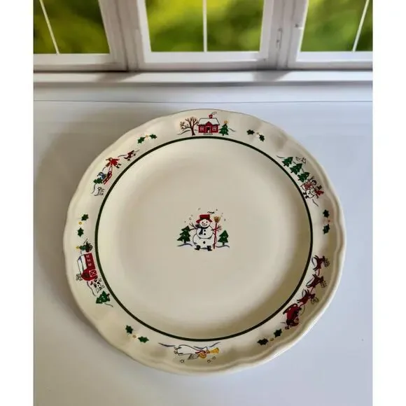 Vintage Pfaltzgraff Snowman Christmas Plate Holiday Winter Decor 11
