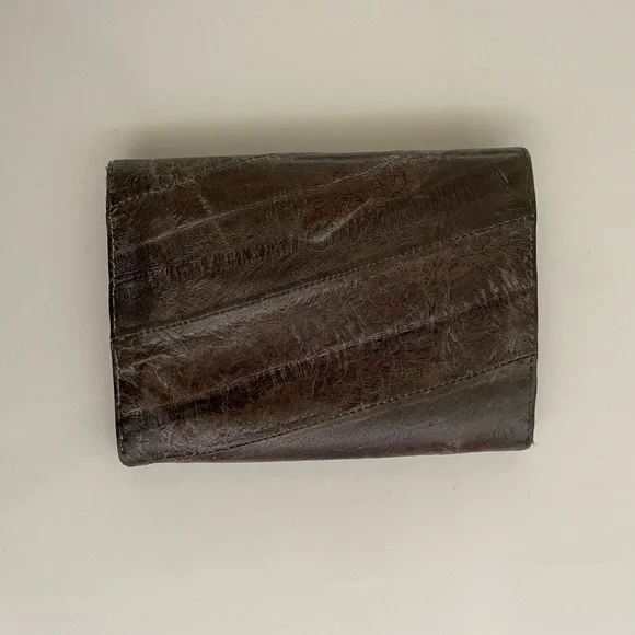 WALLET real leather vintage eel brown small beautiful